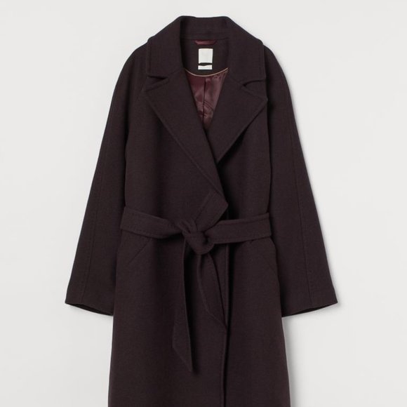 ⭐️Host Pick⭐️ H&M Long Wool Coat - Burgundy - XS - Picture 1 of 6